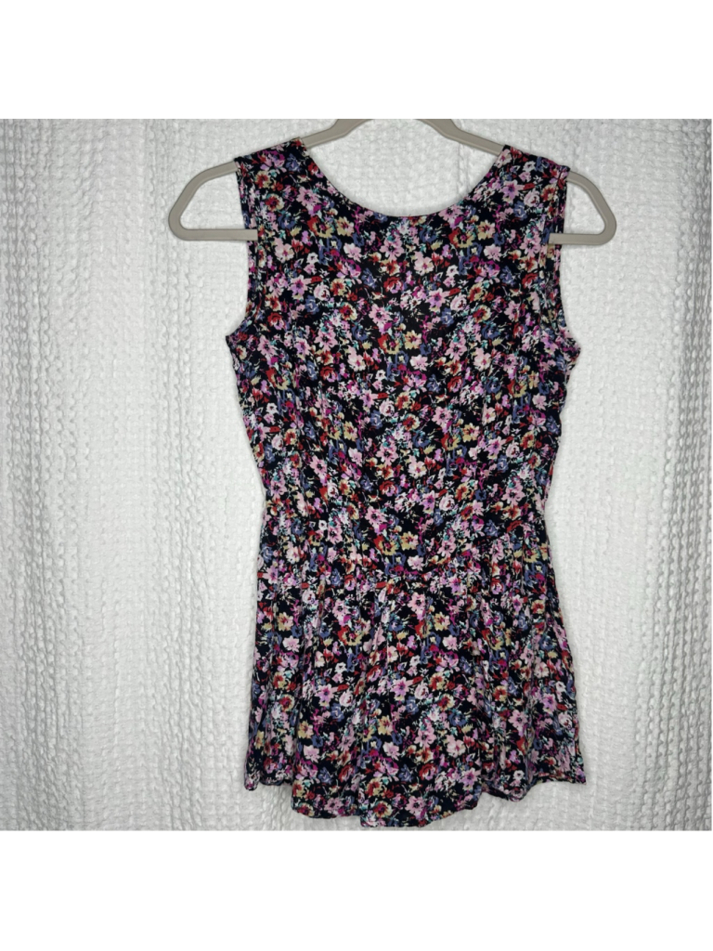 ASOS Petite Floral Sleeveless Peplum Top Blouse US 1 UK 4 Black Ditsy Zip Front